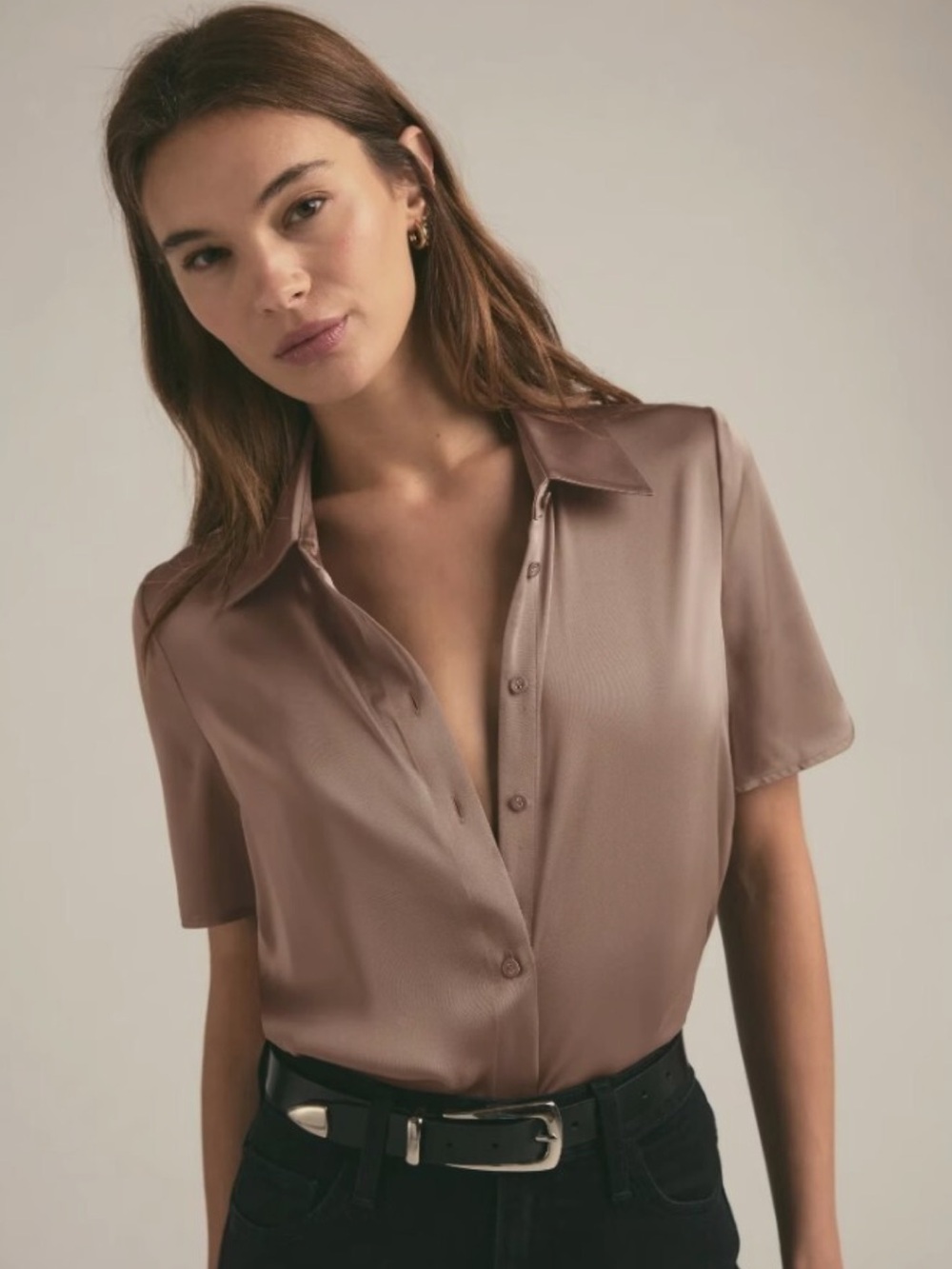 FAVORITE DAUGHTER TAKE ME SERIOUSLY SHORT SLEEVE BLOUSE